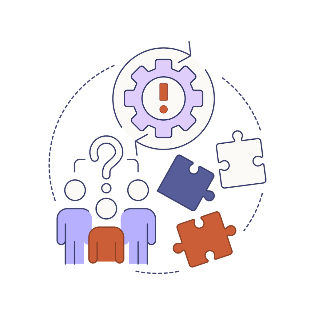 Teams missing strategic marketing alignment illustrated with disconnected puzzle pieces and unanswered questions